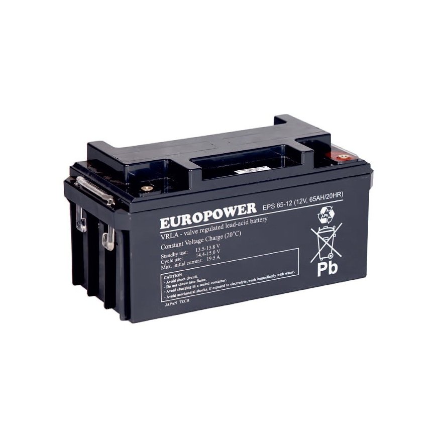 EUROPOWER AGM baterija EPS serija 12V 65Ah (tarnavimo laikas 8-12 metų) – 2
