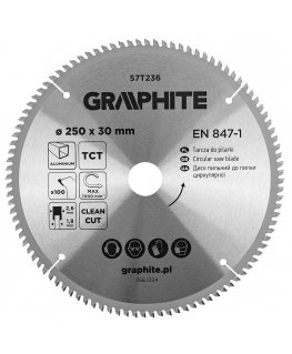 Graphite Diskinio pjovimo diskas, Widia, 250 x 30 mm, 100 dantų, aliuminio