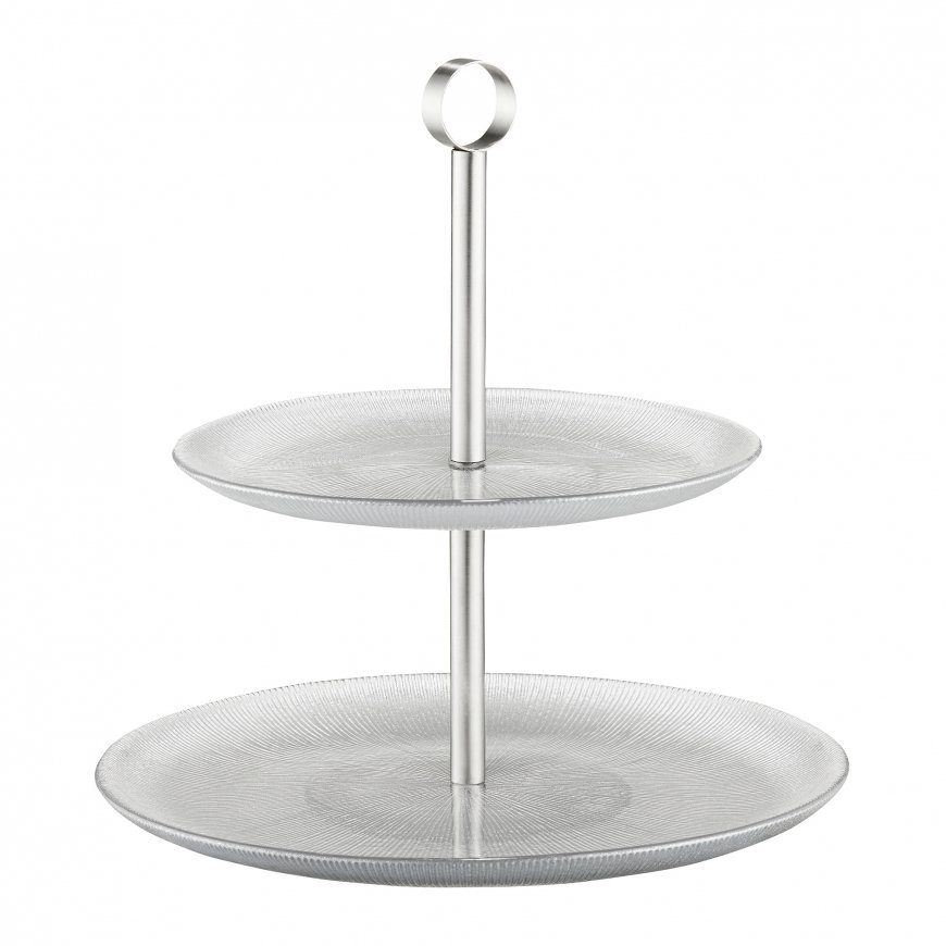 Tortinė dwupoziomowa Serve 27 cm sidabrinė AMBITION