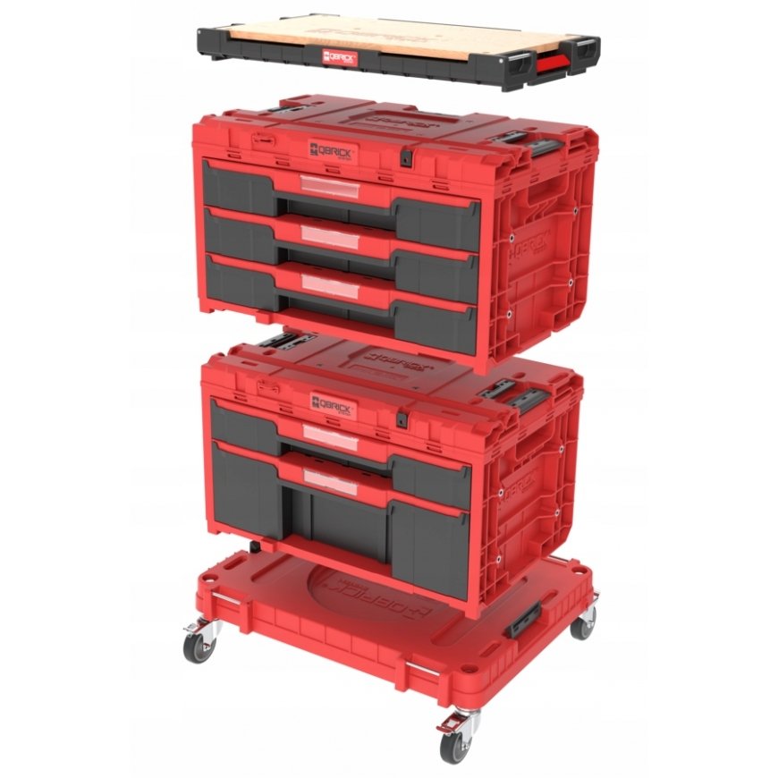 Q-Brick Schubladenset auf Rollenplattform Qbrick System