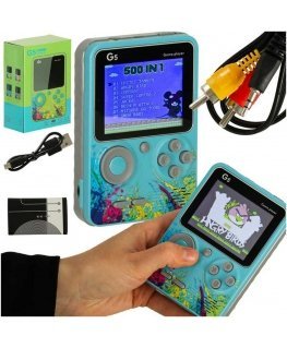 Ikonka Nešiojama mini retro žaidimų konsolė, mėlyna