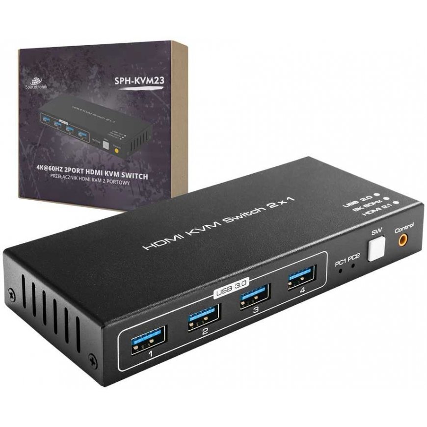 Perjunkite KVM USB + HDMI 2/1 Spacetronik SPH-KVM23