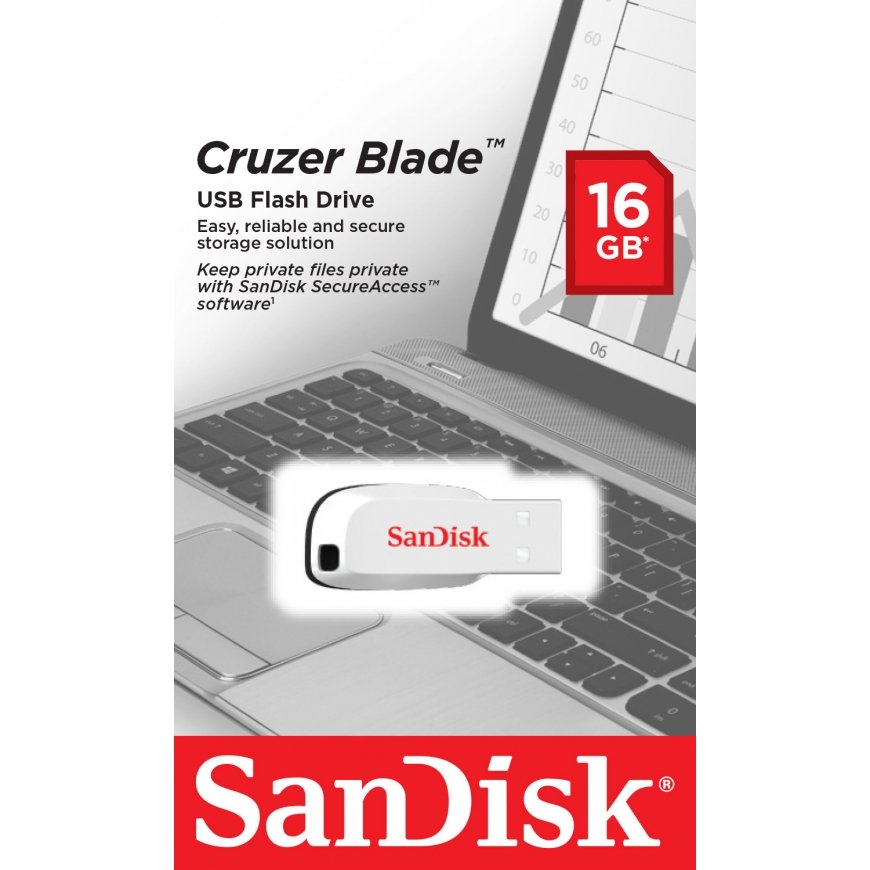 SanDisk Cruzer Blade USB atmintukas 16 GB USB A tipo 2.0 Balta – 4