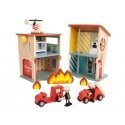 ClassicWorld Classic World Wooden Toy Fire Station with Accessories ClassicWorld Classic World Wooden Toy Fire Station with Accessories