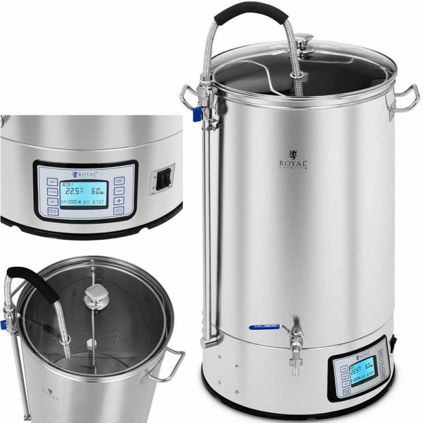 Royal Catering Košės virdulys alaus gamybai, nerūdijančio plieno 2500W LCD 60L