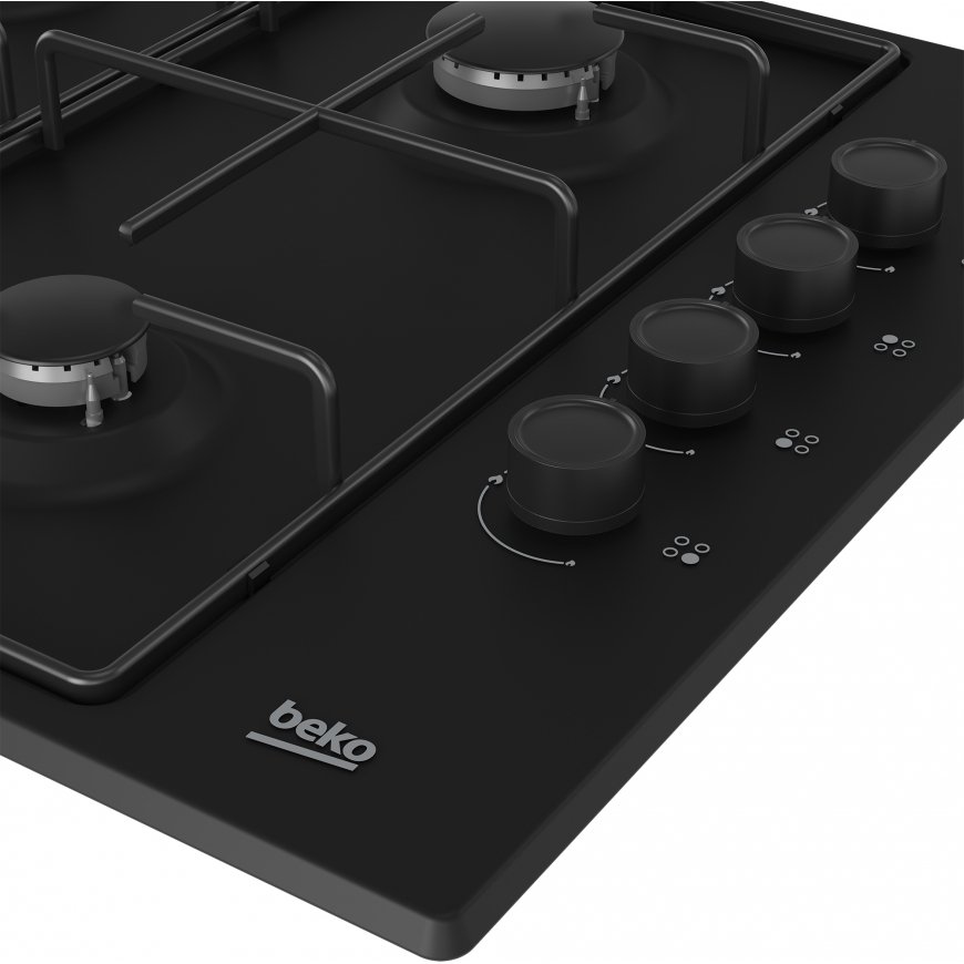 Beko HIGG 64123 SB viryklė Juoda Įmontuoti 60 cm Dujinė 4 zone(s) – 4