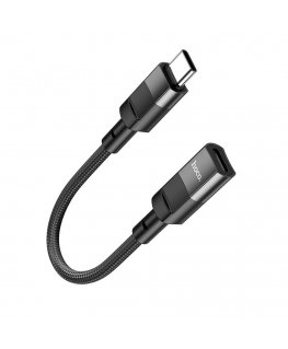 Adapteri OTG USB C - Lightning Hoco 3A 0,1 m U107 musta