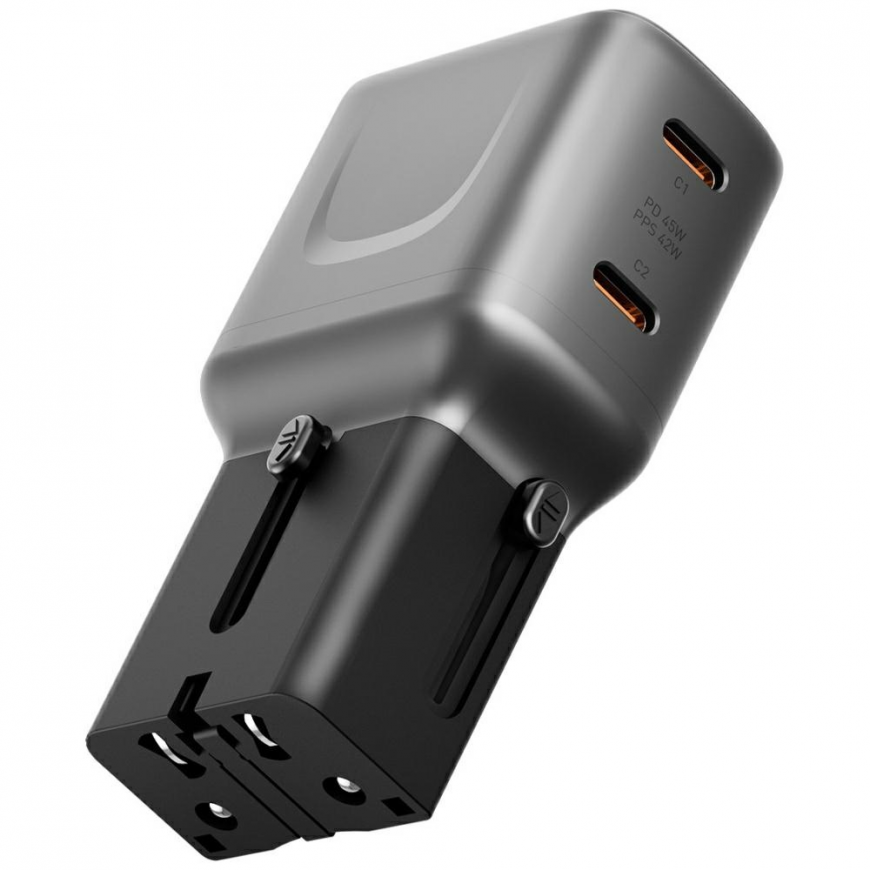 Wall charger Energea TravelGo Adapter 45 2xUSB-C 45W graphite-bl