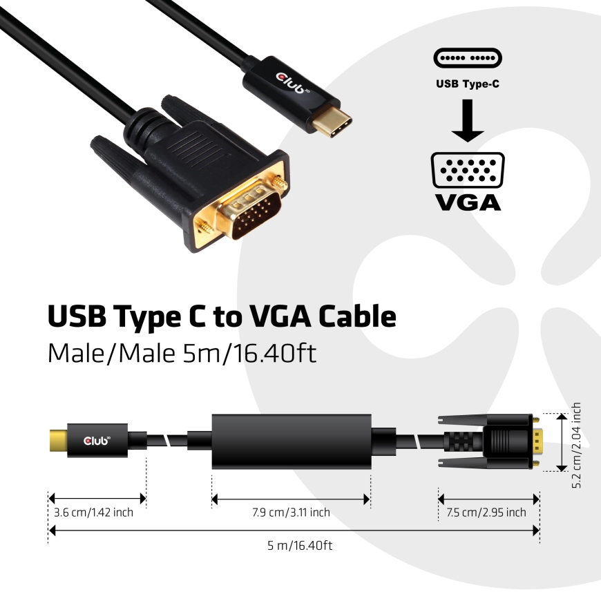 CLUB3D cac-1512 usb C VGA Черный – 2