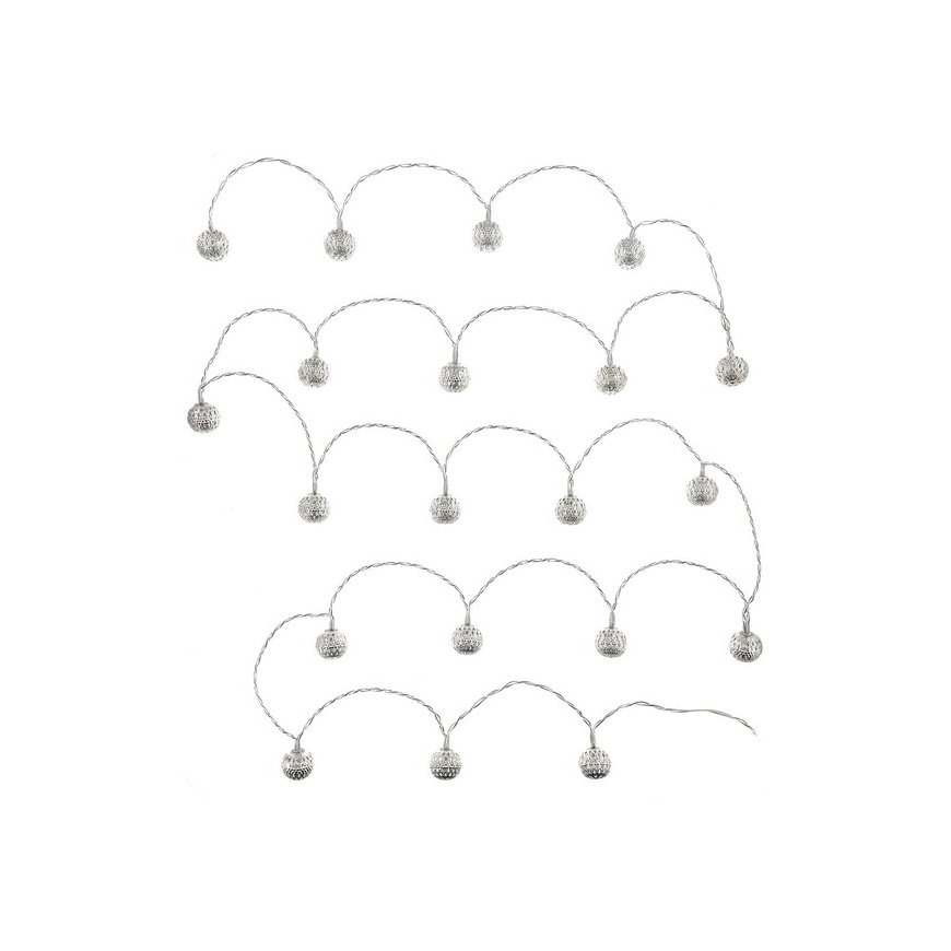 Retlux RETLUX - RXL 272 Jõuludekoratsioon 20 LED, hõbedased pallid, pikkus 3 m + sissetulek 0,3 m, 2x AA, värv külm valge – 2