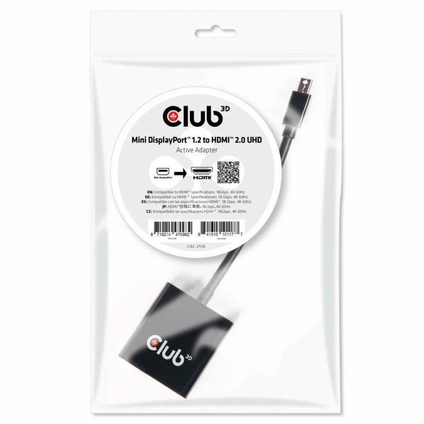 CLUB3D Mini DisplayPort 1.2 to HDMI 2.0 UHD Active Adapter – 2