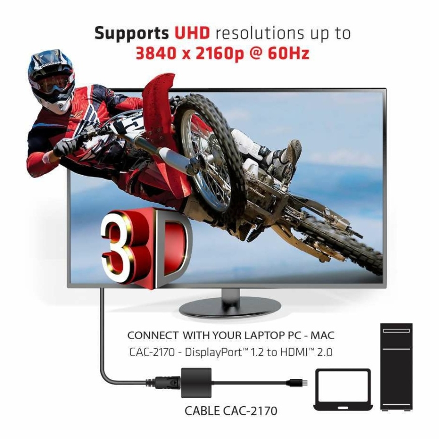 CLUB3D Mini DisplayPort 1.2 to HDMI 2.0 UHD Active Adapter – 4