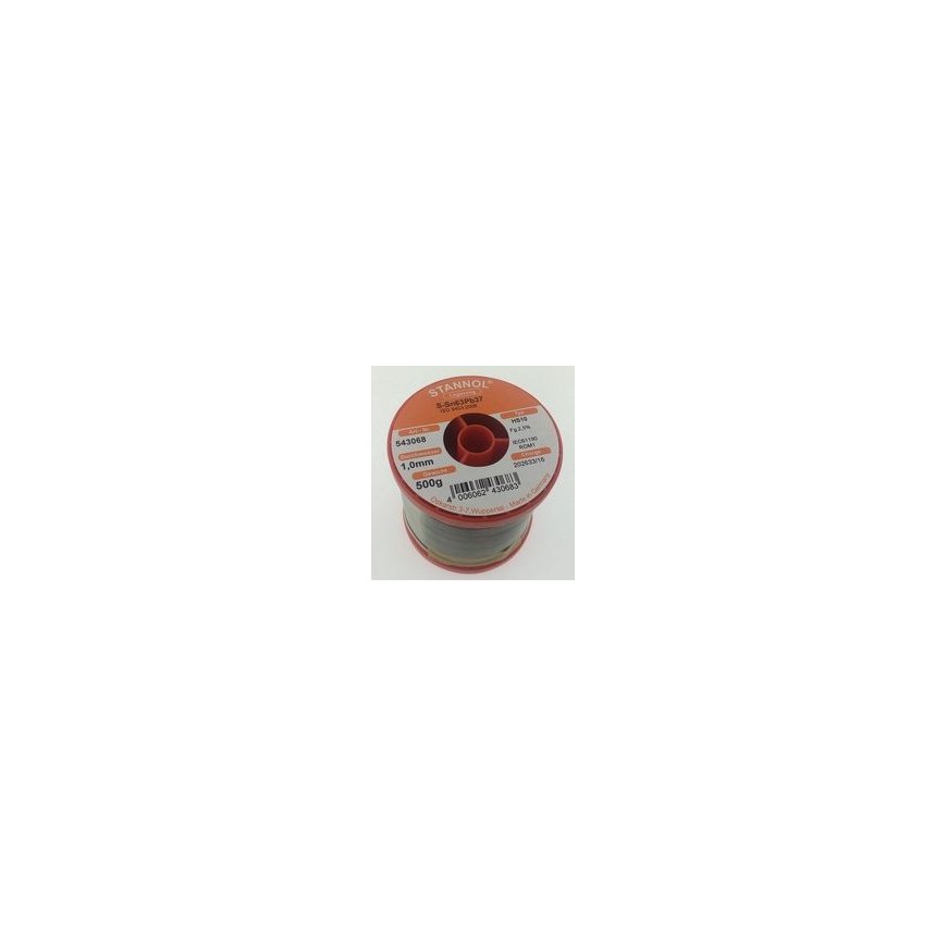 Solder Sn63/Pb37 1.0mm 500g with Flux Stannol (for professional use only)
