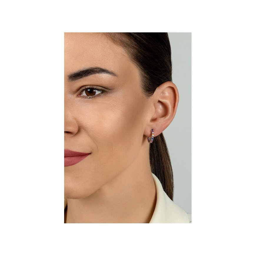 Brilio Silver Brilio Sidabrinis Circle gold-plated earrings with colored zircons EA792Y – 2