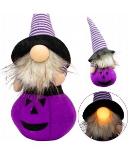 Mājas stilizēšanas kolekcija DEKORATĪVA FIGŪRA UZ MULIĪGA 35 cm LED HELOVĪNS PURPULS