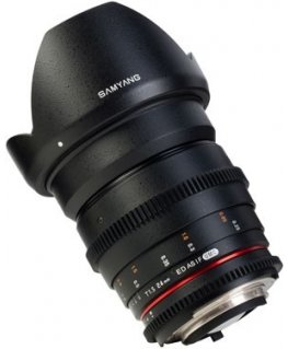 Samyang 24mm T1.5 V-DSLR ED AS IF UMC Micro 4/3 SLR Plats objektīvs Melns