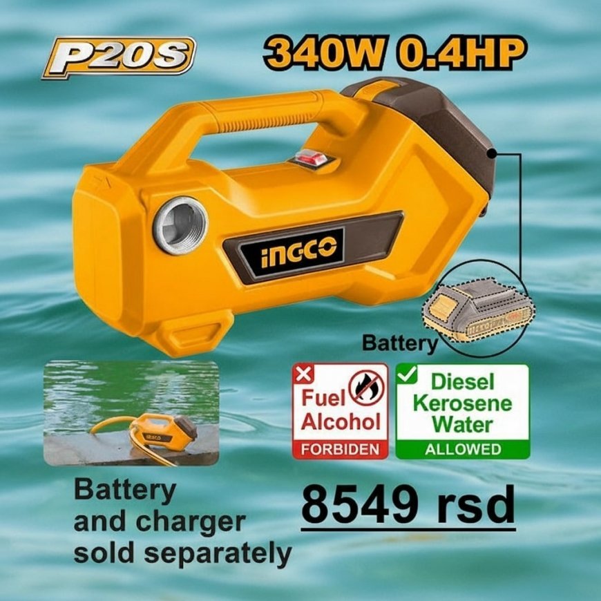 INGCO AKU siurblys, 340W, be akumuliatoriaus ir įkroviklio – 2