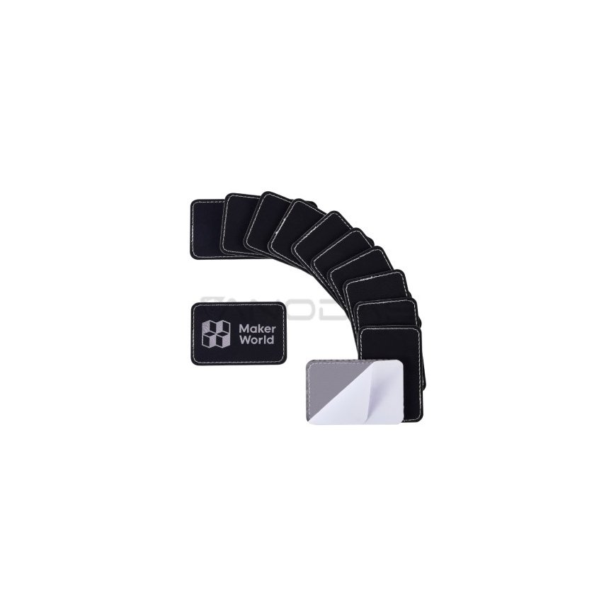 Bambu Lab faux leather patch 76x50 mm – from black to silver color – 10 pcs
