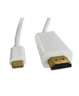 Qoltec 50415 video kabeļu aksesuārs 2 m HDMI Type A (Standard) USB Veids-C Balts