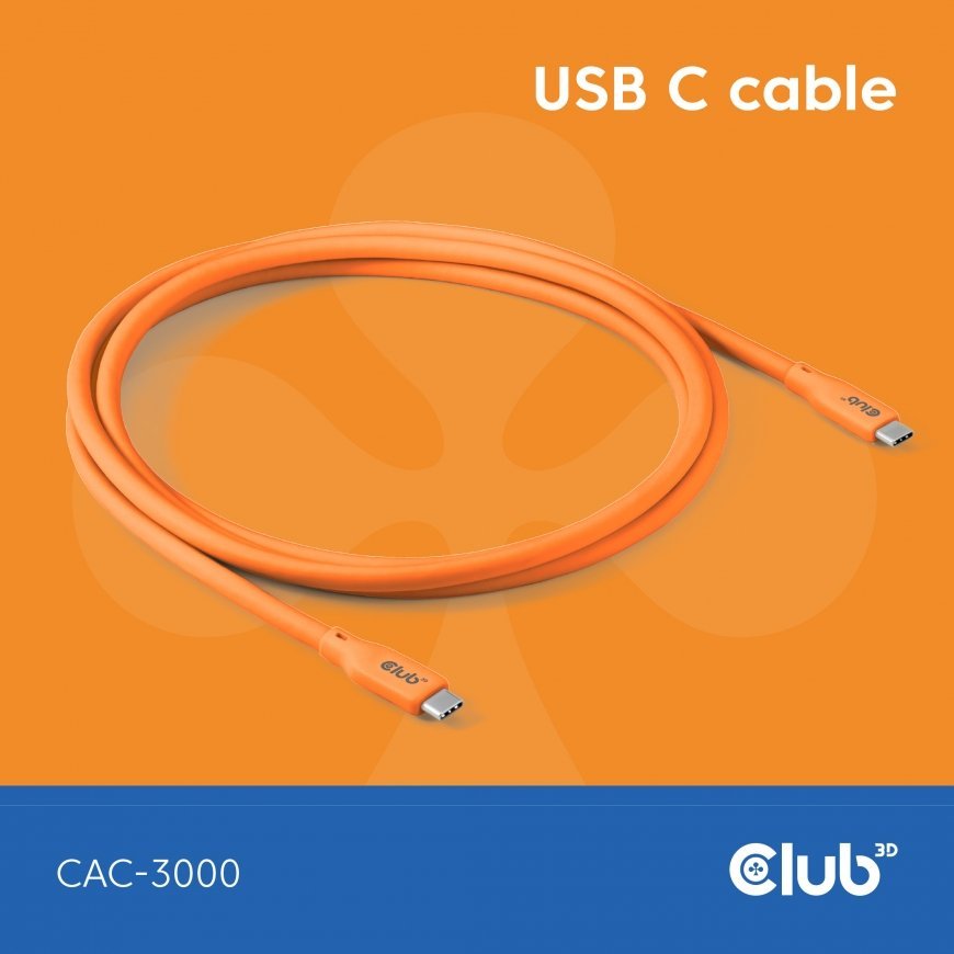 CLUB3D Kabel / Adapter USB kabelis USB4 Gen 2x2 2 m USB C Oranžinė