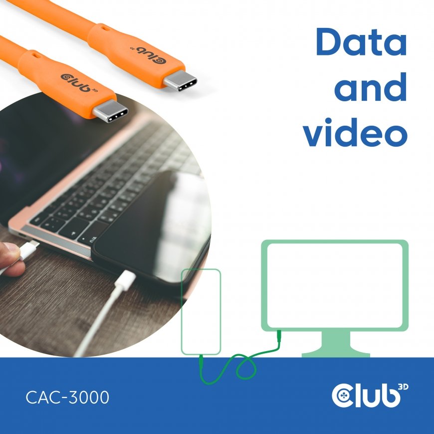 CLUB3D Kabel / Adapter USB кабель USB4 Gen 2x2 2 m USB C Оранжевый – 5