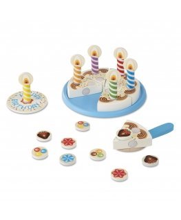 Melissa & Doug Birthday Party Cake - Wooden Play Food With Mix-n-Match Toppings and 7 Candles