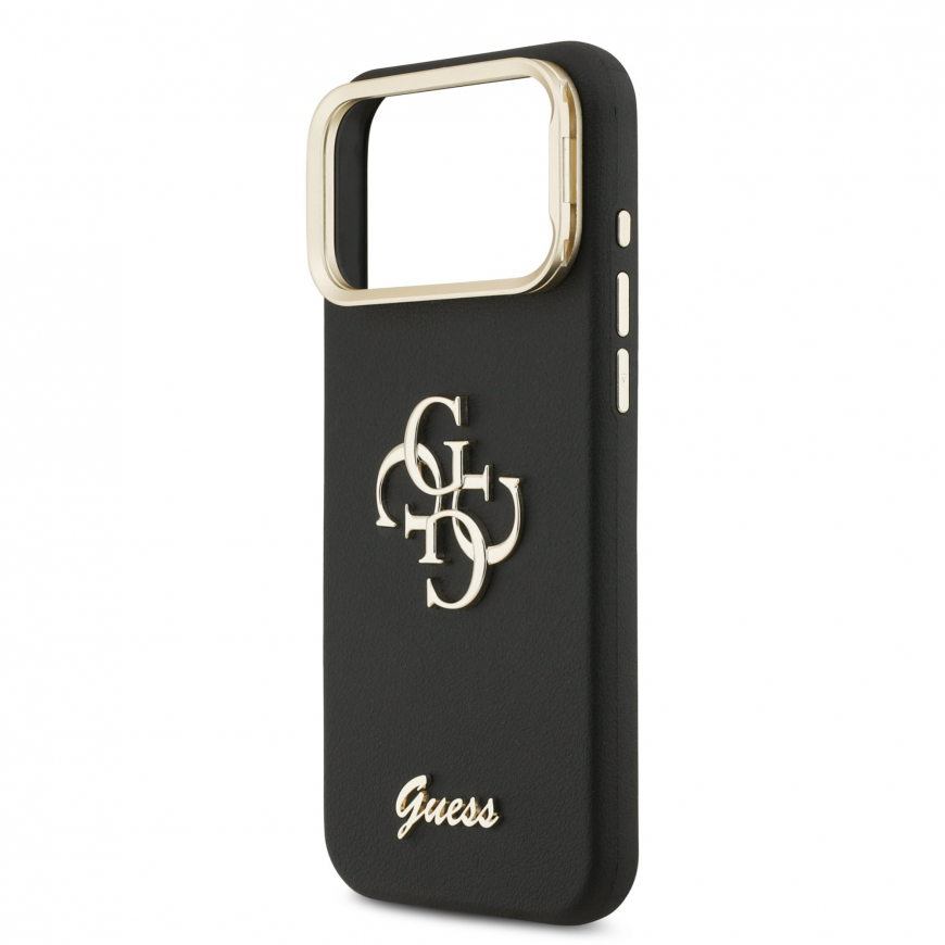 Guess PU Grained 4G Logo Stand Camera Frame Case for iPhone 17 P – 4
