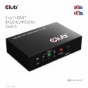 CLUB3D 3 to 1 HDMI 8K60Hz Switch KVM переключатель Черный