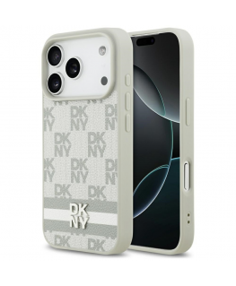 Etui DKNY Checkered with Printed Stripes do iPhone 17 Pro beżow