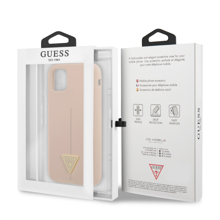 Guess Silicone Line Triangle Case for iPhone 11 Pink – 5