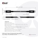 CLUB3D USB4 Gen3x2 Type-C Bi-Directional Cable 8K60Hz, Data 40Gbps, PD 240W(48V/5A) EPR M/M 2m / 6.5