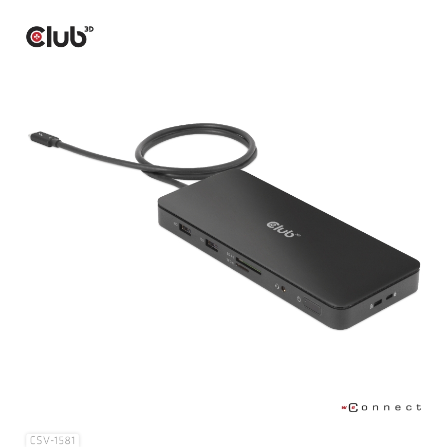 CLUB3D CSV-1581 knyginių kompiuterių dokas / jungčių replikatorius Prijungimas Thunderbolt 4 Juoda – 3