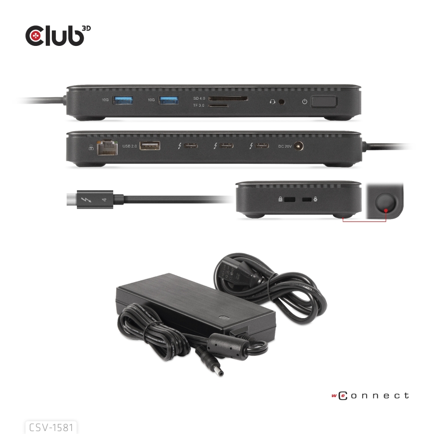 CLUB3D CSV-1581 sülearvuti dokk ja pordireplikaator Dokkimine Thunderbolt 4 Must – 5