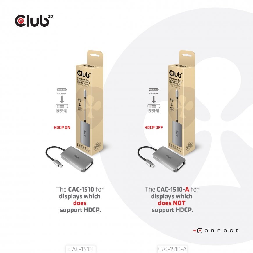 CLUB3D USB3.2 Gen1 Type-C to Dual Link DVI-D HDCP OFF version Active Adapter M/F for Apple Cinema Di – 3