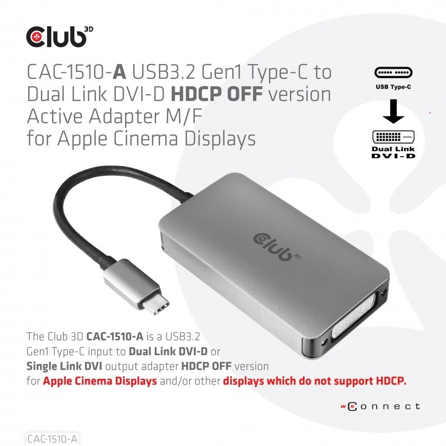 CLUB3D CAC-1510-A vaizdo kabelio adapteris 0,25 m C tipo USB DVI Pilka – 4
