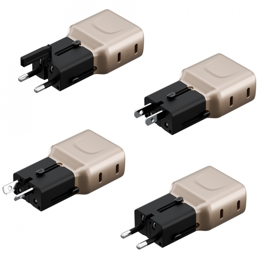 Wall charger Energea TravelGo Adapter 45 2xUSB-C 45W gold-black – 2