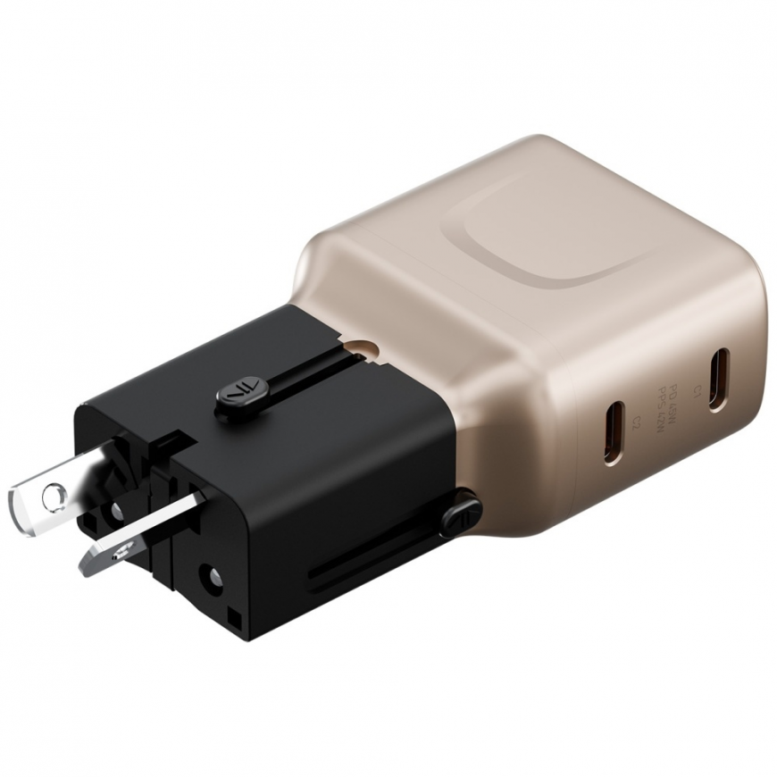 Wall charger Energea TravelGo Adapter 45 2xUSB-C 45W gold-black – 3
