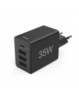 Hama 00201990 mobile device charger Headset, Power bank, Smartphone, Tablet Black AC Fast charging Indoor