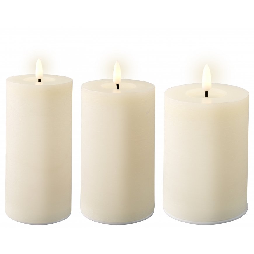 Lumineo rechargeable wax candles, 3 pcs, white – 2