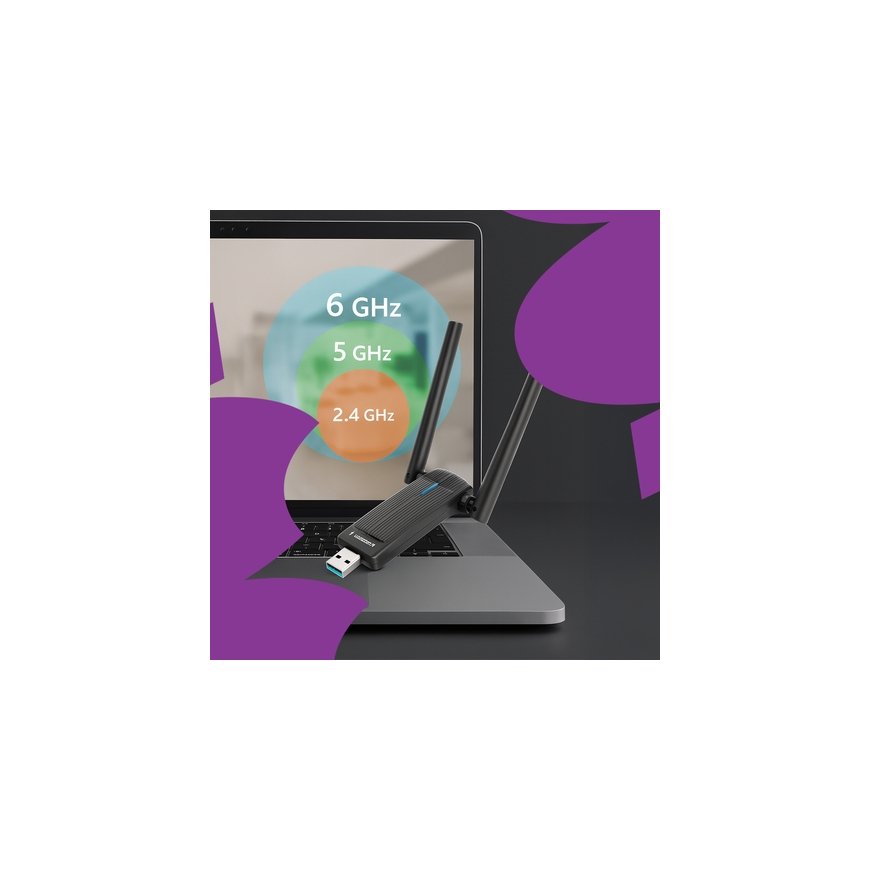 Wi-Fi 7 adapter Spacetronik SP-WU07 5G 6G BE6500 – 2