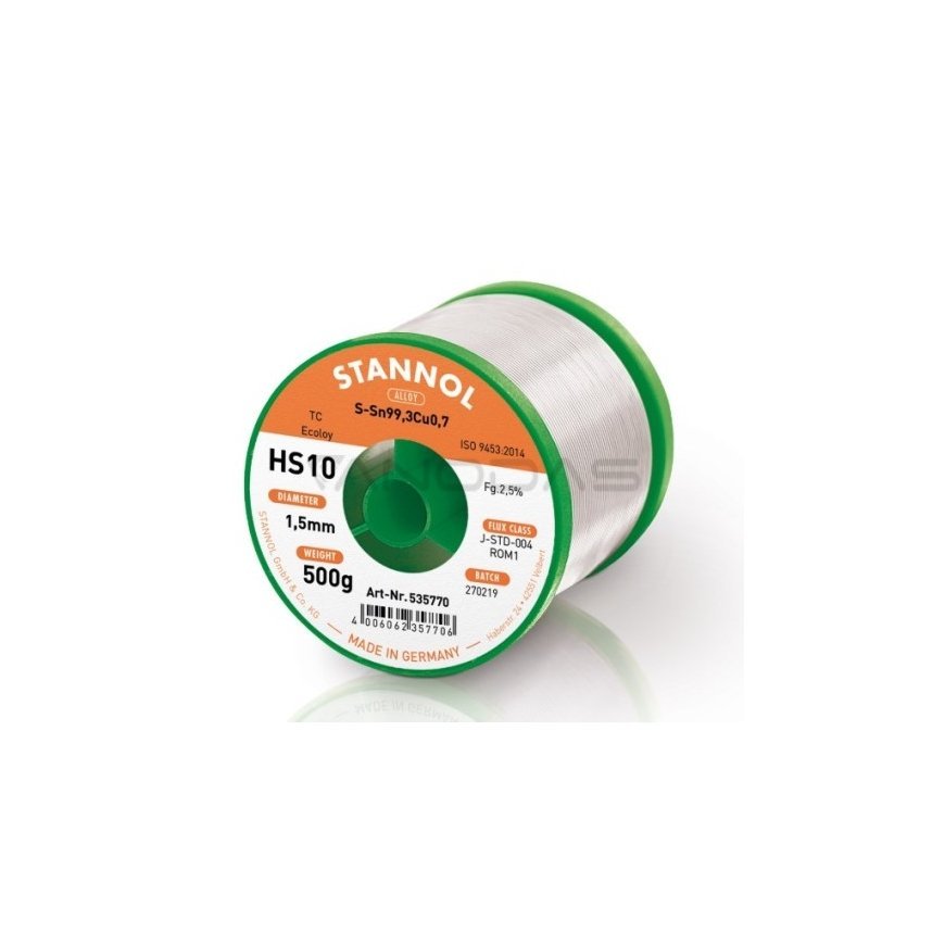 Lydmetalis Sn99Cu1 1,5 mm 500 g su fliusu Stannol