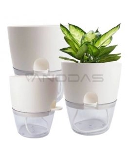 OEM Self-Watering Flower Pot – 14.5 cm – White – with