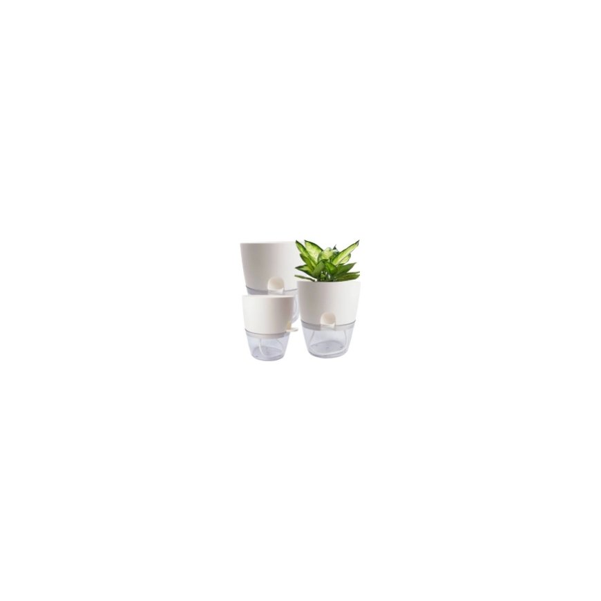 OEM Self-Watering Flower Pot – 14.5 cm – White – with – 2
