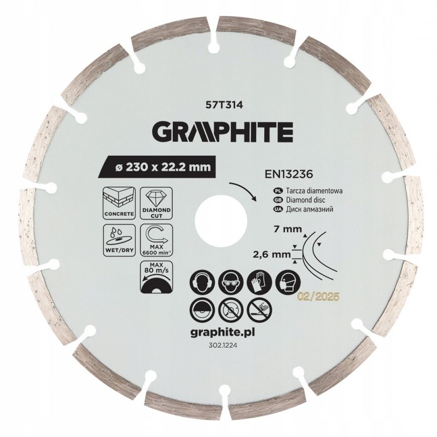 Graphite segmentēts dimanta griešanas disks, 230