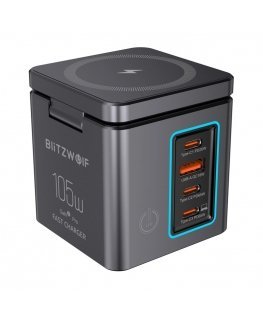Blitzwolf BW-i113 GaN, USB-A, 3xUSB-C, 105W tinklo įkroviklis