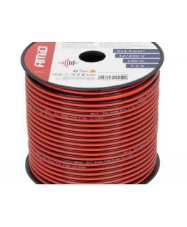 Two-core speaker cable, approximately 2x1.5 mm2, 100 m, 7.5 A, amio-04459