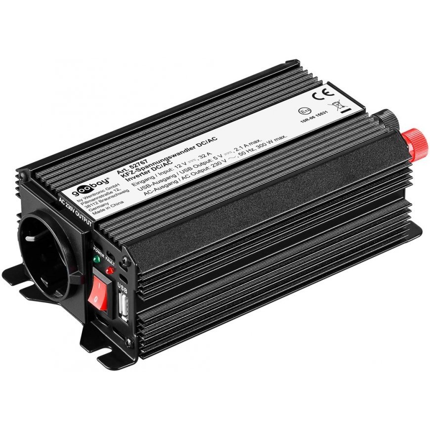 Goobay 52767 virta-adapteri ja vaihtosuuntaaja Auto 300 W musta