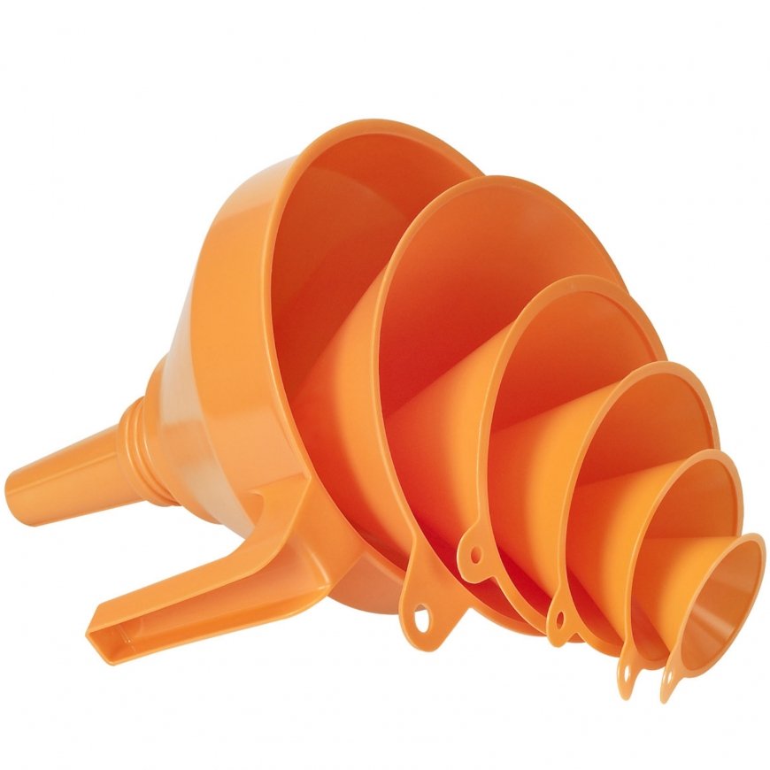 MEVA Universal HDPE Funnel Set 50-75-100-120-150-160 mm Orange