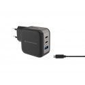 Conceptronic 3-Port 67W GaN USB PD Charger with USB-C Charging Cable, USB-C x 2, USB-A x 1, QC 3.0, 