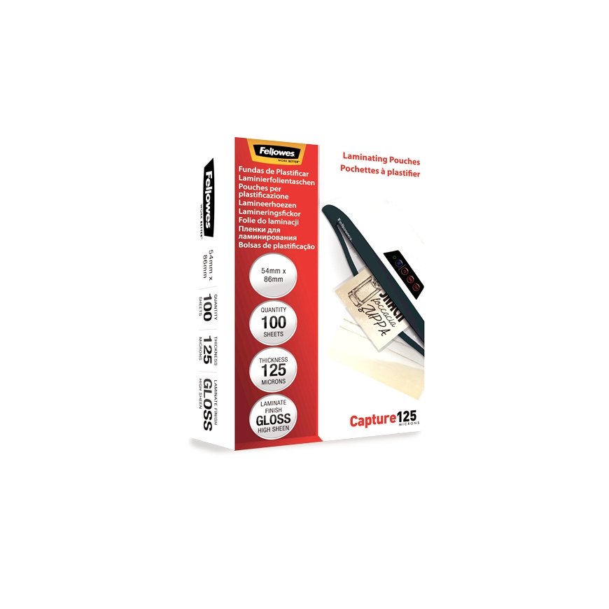Fellowes Glossy 125 Micron Card Laminating Pouch - 54x86mm – 2